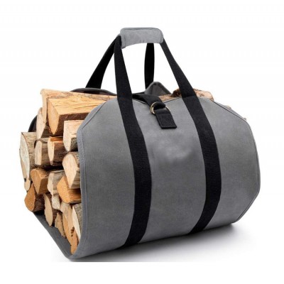 Large Canvas Log Carrier Bag Heavy Duty Waterproof Fireplace Firewood Storage Bag Totes Indoor Outdoor Log Holder