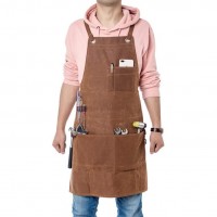 Heavy Duty Carpenters Apron for Men and Women , Waxed Canvas Waterproof Tool Apron, Fit Kitchen, Garden, Pottery