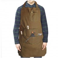 Heavy Duty Waxed Canvas Work Apron with Tool Pockets , Cross-Back Straps & Adjustable M to XXL