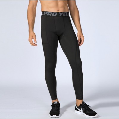 Custom Men's Compression long Pants Workout Running Leggings with Pockets