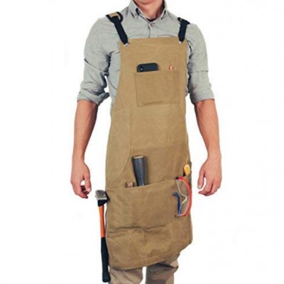 Waxed Canvas Workman Engineers Carpenter Apron With Waterproof Function, Soft and Ventilated Suit for Kitchen, Garden, Pottery