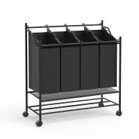 4-Bag Laundry Sorter Cart on Wheels, Heavy Duty Hamper with Removable Bags