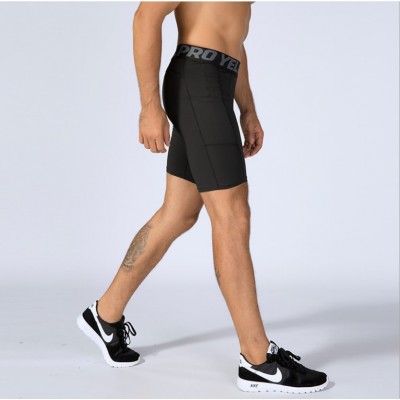 Custom Wholesale Men's Compression Shorts Pants Sports Baselayer Tights Active Workout Underwear Leggings with Pockets